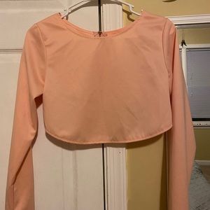 Pink long sleeve crop, loose fitting with zipper